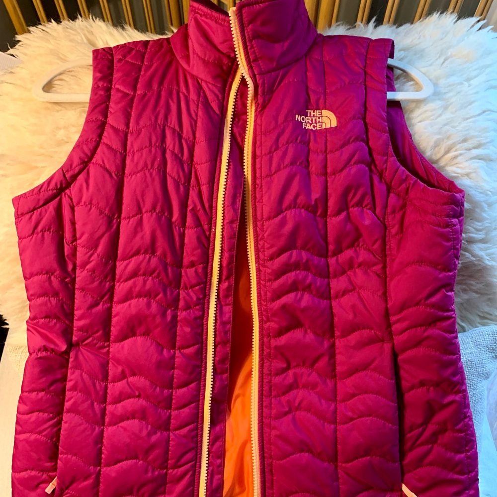 The North Face Pink Vest with Orange Accents